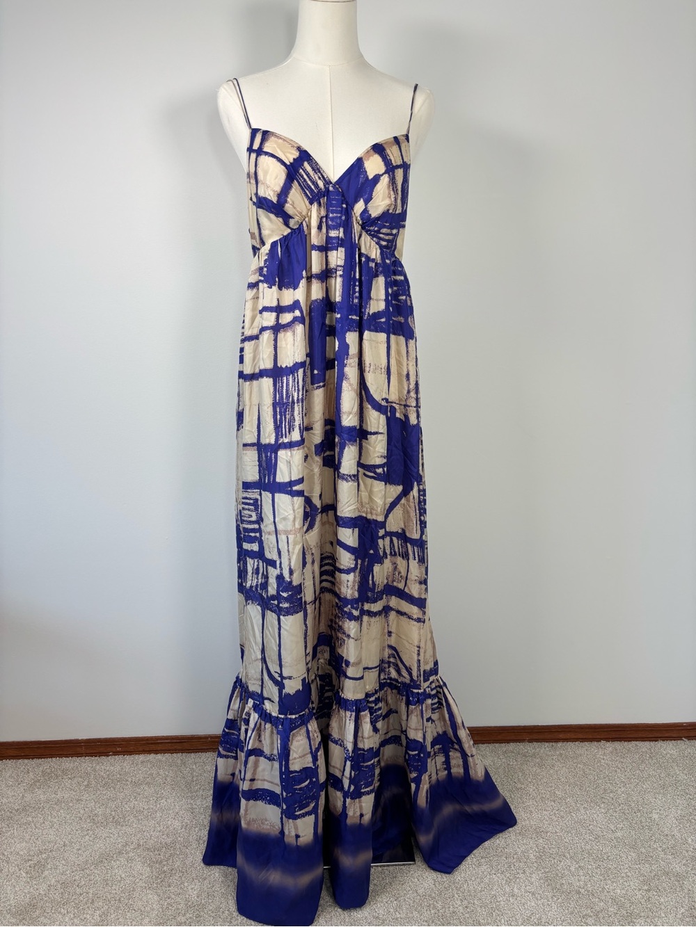 Anthropologie Isabella Sinclair 100% Silk Maxi Dress Size 12 NWT - Picture 3 of 14